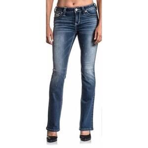 Affliction Black Label Jeans Jade Cathedral Fleur De Lis Calico Women 29 Flare